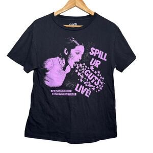 Olivia Rodrigo GUTS Tour Spill Your Guts Graphic Tee Size L Black